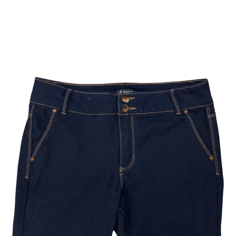 d.jeans Capri Pants 12 Dark Indigo Blue Stretch Cropped Denim Casual Chic Preppy - Picture 2 of 9